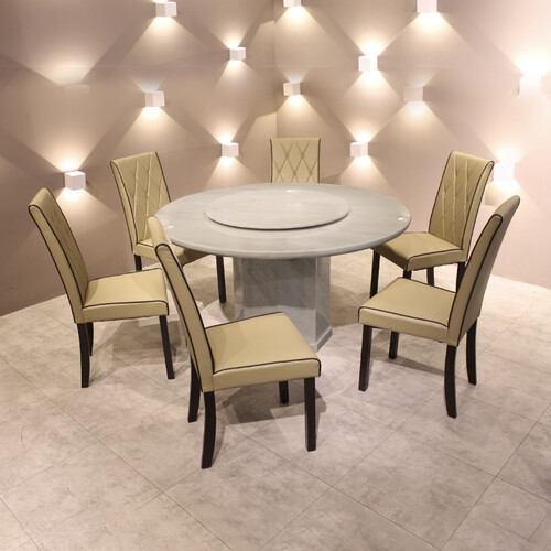 Round Marble Dining Set + Rolling Top LVN33+C9505